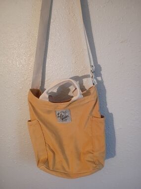 LilyQueen Mustard Canvas Crossbody Tote